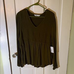 Sonoma Olive V-Neck Blouse